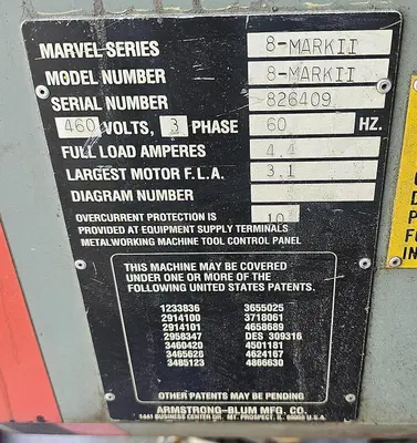 1995 MARVEL SERIES 8 MARK II Vertical Band Saws | Blackout Equipment, LLC (6)