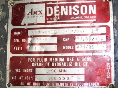 Denison T1C 014 21R Hydraulic Power Unit 30 Gallon 20GPM 15Hp 230/460V 3Ph