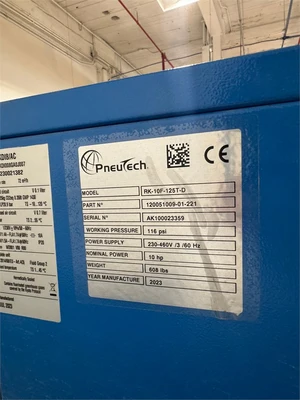 Used 2023 PNEUTECH "RK-10F-125T-D" Tank Mounted Air Compressors Illinois US | MachineryMax #1337482