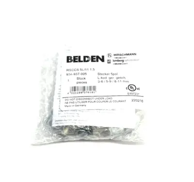 RSCCS 5L/11 1,5 | Belden  Straight Male Cable Connector 5-Pin L-Coded 934937005 - New