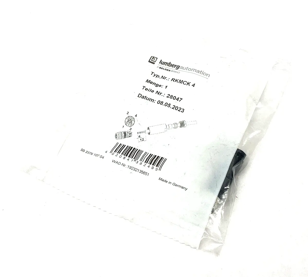 NEW LUMBERG AUTOMATION ROUND M8 4-PIN FIELD WIREABLE CONNECTOR 28047
