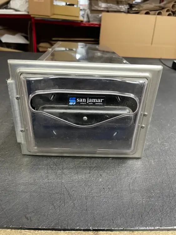 Used San Jamar Used San Jamar H2001CLSS In-Counter Fullfold Napkin Dispenser Restaurant Front of House Furnishings Illinois US | Falcon Restaurant Supply #1376199