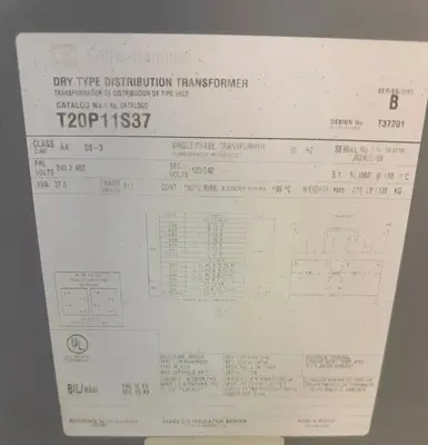 Used EATON CUTLER-HAMMER T20P11S37 Distribution Transformers Kentucky US | Aucto #1315786