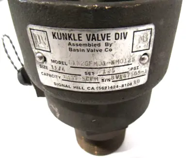 NEW KUNKLE 6182GFM01-KM0125 SAFETY RELIEF VALVE 6182GFM01KM0125