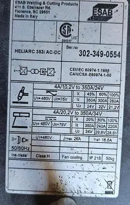 USED 2013 ESAB HELIARC 353I AC-DC