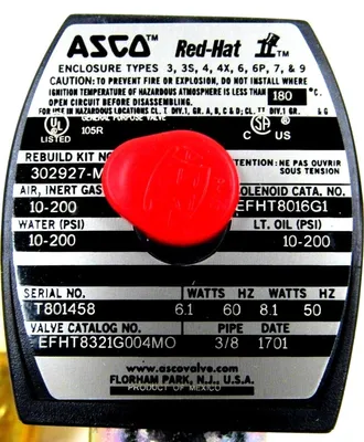 NEW ASCO EFHT8321G004M0 SOLENOID VALVE 120/60 110/50 3/8" 3W
