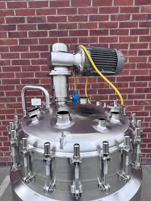 USED FELDMEIER 400 LITER STAINLESS STEEL JACKETED REACTOR 100 PSI/FV W/ 3 HP MOTOR