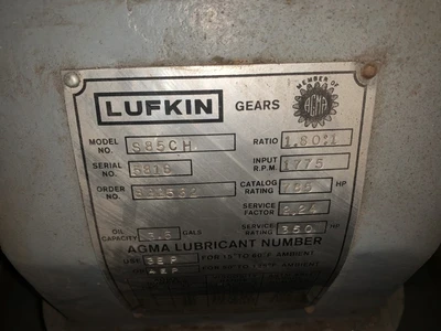 Lufkin S85CH Gear Reducer, 1.801 Ratio