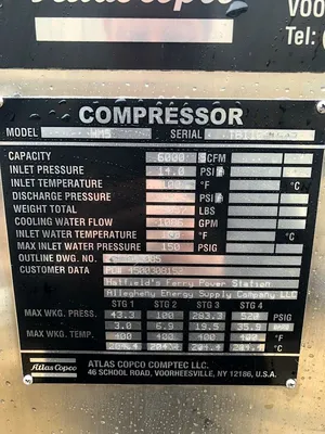 4000 HP Air Compressor 6000 SCFM 300 PSI Atlas Copco HM5 HM15000 Centrifugal Multi Stage Compressor Soot Blower