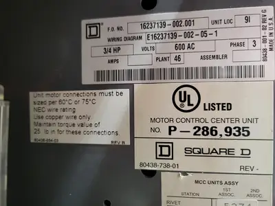USED SQUARE D MODEL 6