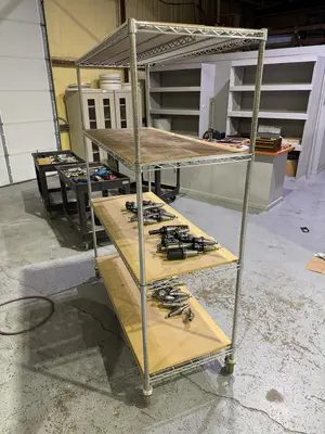 4 Tier Heavy Duty Rolling Wire Rack 60" x 24" x 78" (no contents, tool holders not included)