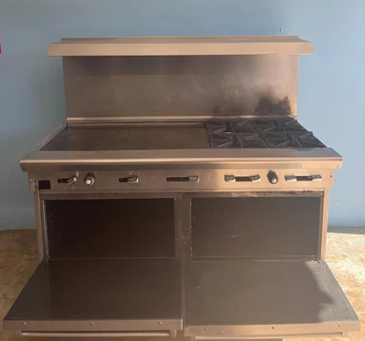 75-0345 American Range 60'' Gas Range 36'' Griddle 4 Burner 2 Oven AR36G4B