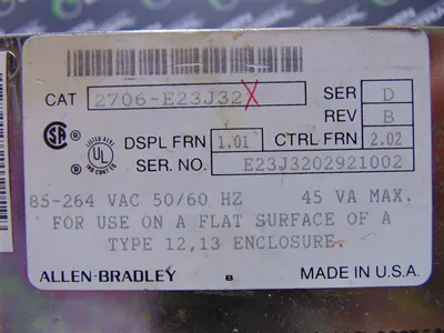Allen Bradley 2706-E23J32/D Dataliner Display Module Rev. B Used