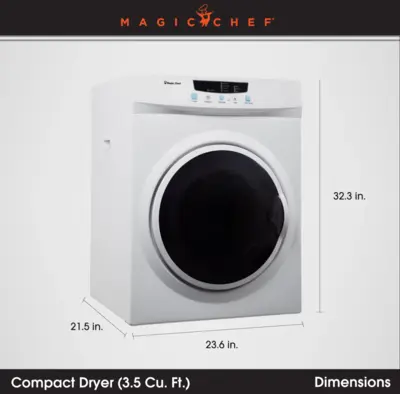 Magic Chef COMPACT 3.5 CU. FT. ELECTRIC DRYER IN WHITE