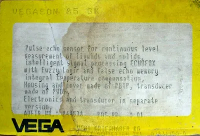 NEW VEGA VEGASON-85-GK ULTRASONIC LEVEL SENSOR SW-5R VEGASON85GK