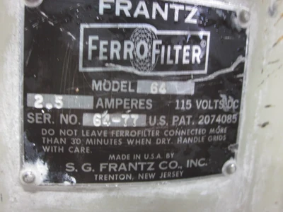 one(1) used S.G. Frantz Electromagnetic Filter Seperator