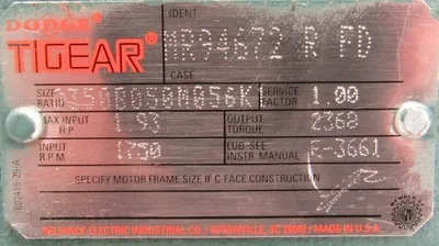 NEW DODGE MR94672-R-FD GEAR REDUCER MR94672RFD