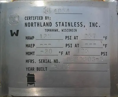 SPC9080  Tank 200 gallon vertical tank, Stainless Steel, dish