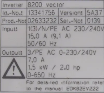 NEW LENZE E82EV152K2C FREQUENCY INVERTER 8200 VECTOR