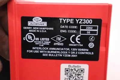 FIREYE BURNER LOGIX TYPE YZ300 INTERLOCK ANNUNCIATOR 120V 50/60HZ STOCK 3098CC