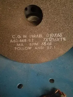 C.G.W Isreal Grinding Wheel 7 x 1/16 x 1 1/4 Max RPM 6548