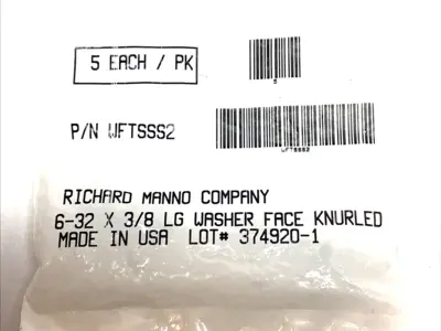 NEW RICHARD MANNO THUMB SCREW #6-32 X 3/8" KNURLED WASHER FACE SS LOT OF 11