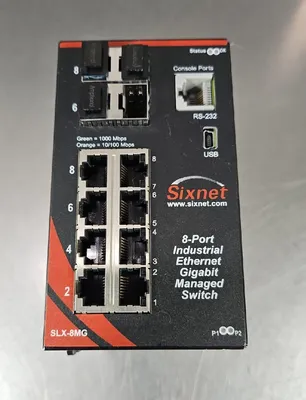 Sixnet SLX-8MG-1 Managed Industrial Ethernet Gigabit 8-Port Switch Loc 3D-3