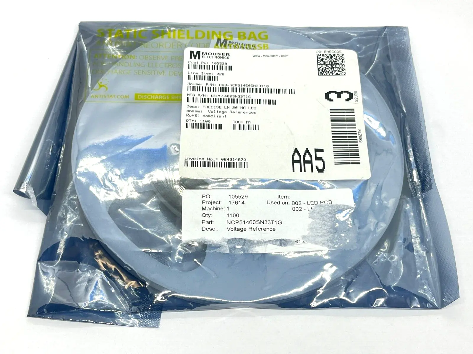 NCP51460SN33T1G | Onsemi  Voltage References PRECISE LN 20 MA LDO REG 1100QTY - New