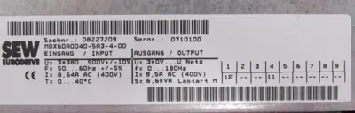 NEW SEW EURODRIVE MDX61B0040-5A3-4-0T AC DRIVE MDX60A0040-5A3-4-00 DFP21B DEH11B