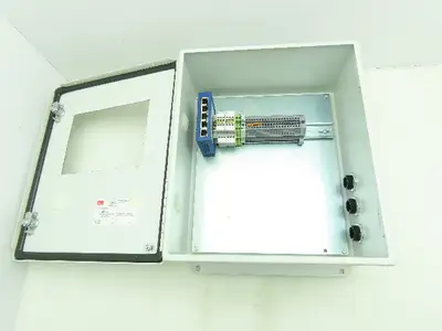 Hoffman A1412CHFL Electrical Enclosure 14x12x6" Terminal Blocks 7x5" Cutout