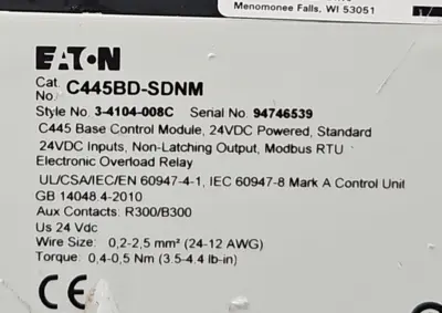 Eaton C445BD-SDNM Base Control Module (BIN433)
