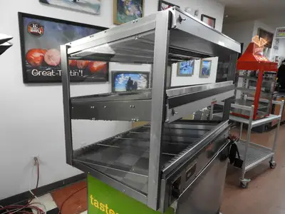 Used JS Used Hatco GRSDS-41D Glo-Ray 41" Slanted Double Shelf Warming Merchandiser Display 220V - JS Heated Cabinets & Displays Illinois US | Falcon Restaurant Supply #1376465