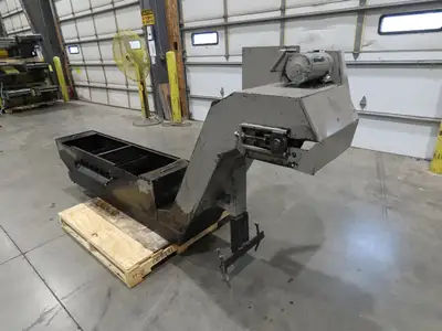 Enomoto Hinge Belt CNC Chip Conveyor 16"x 62" Infeed 36-42" Discharge 220V 3PH