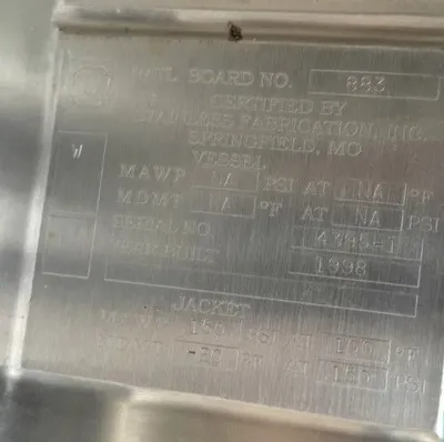 1999 STAINLESS FABRICATION, INC. 12,000 Gallon Tank Pionowy zbiornik magazynowy | Perry Equipment (2)