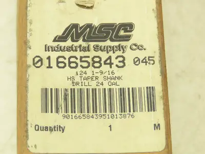 MSC 01665843 1-9/16"x 24"L HSS Drill Bit 5MT Morse Taper Shank Spiral Flute