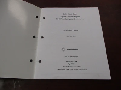 AGILENT ESG Used Family Signal Generators Quick Start Guide