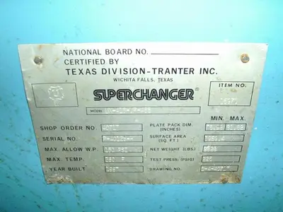Used 1987 SUPERCHANGER UX-416-UP-486 Heat Exchangers | DH Griffin Used Equipment #1383139
