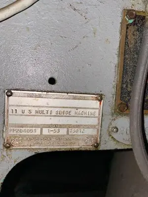 US Tool/BAIRD MODEL #11 MULTI-SLIDE WIRE FORMING MACHINE. STOCK # 121013A