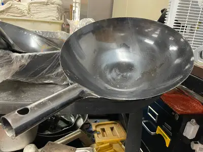 New | in-Stock Winco New Winco WOK-36 16" Carbon Steel Japanese Style Wok with Welded Handle Pans Illinois US | Falcon Restaurant Supply #1376074