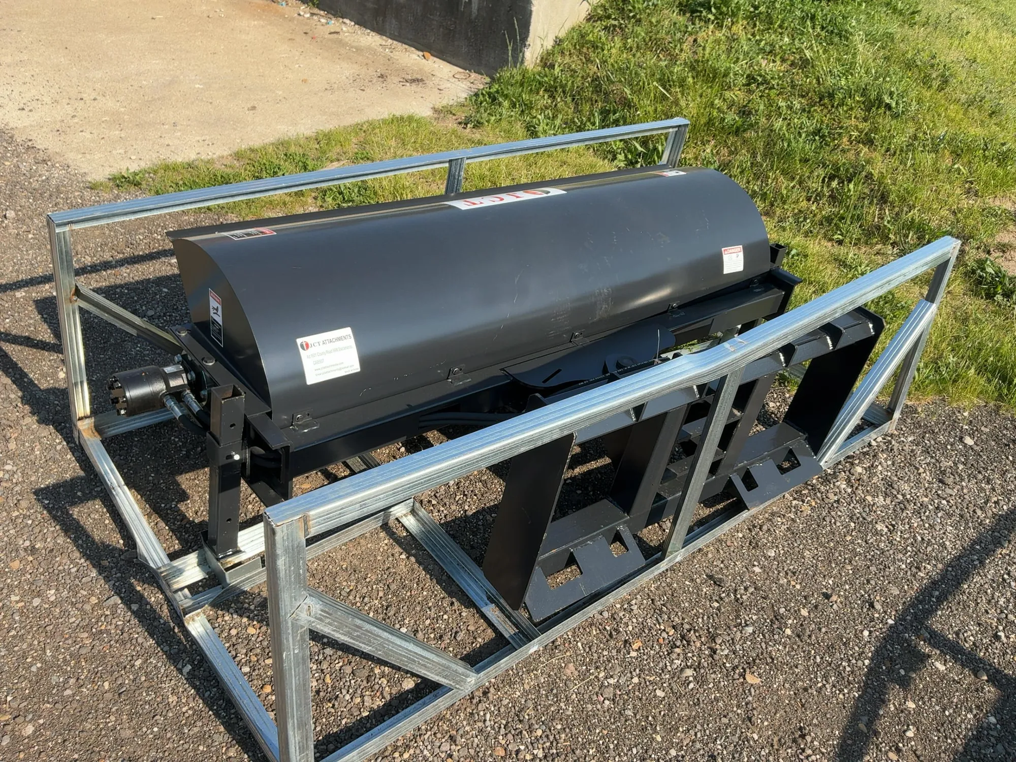 New JCT 72” Hydraulic Broom Skid Steer Attachment, Universal Quick Attach, Manual Angle, approx. 66”...