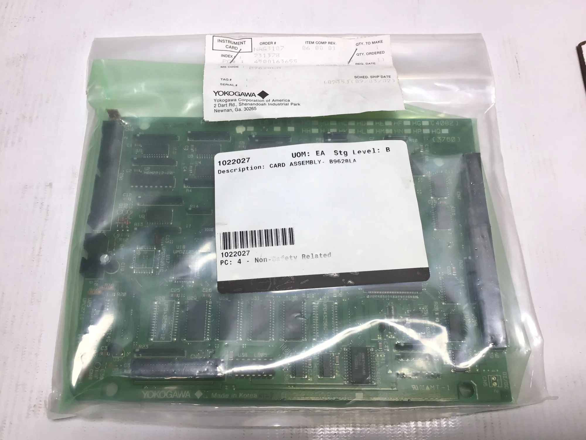 Yokogawa B9628YF-0B Instrument Card Control Board