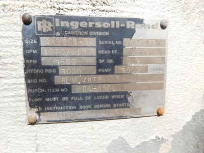 Used Ingersoll Rand 4X12CB-9 Pumps Ohio US | Equipment Recovery Corp. #1330501
