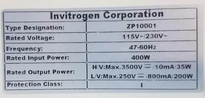 Invitrogen Zoom Dual Power Supply ZP10001 for Electrophoresis Applications (4973