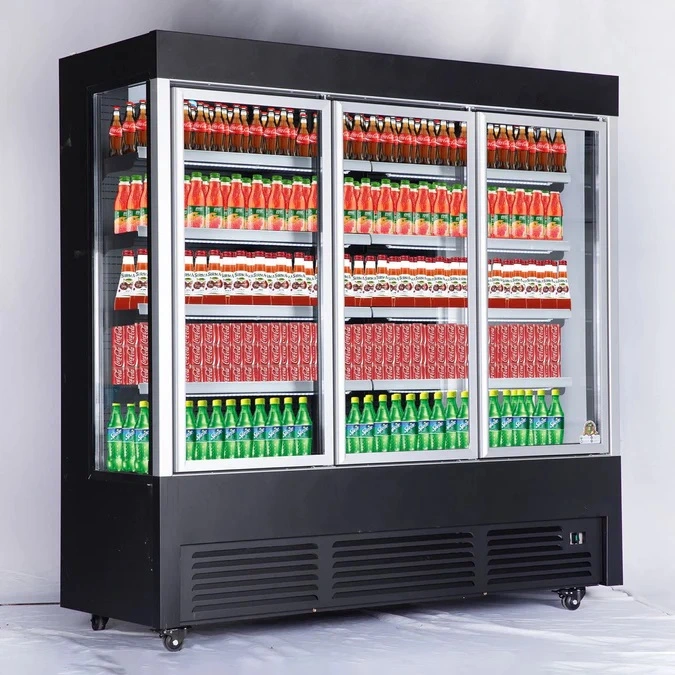 168-0027 AC OFC 78''-HE-20 Triple Glass Door Self Contained Cooler