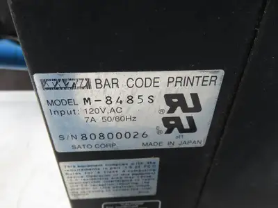 Sato M-8485S Label Mill Barcode Printer Labeler Pneumatic Blower Applicator