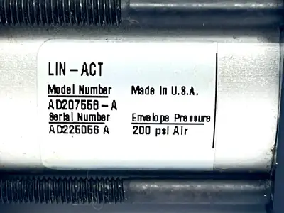 AD207558-A | Lin-Act  Pneumatic Cylinder 1-1/4" Stroke 200PSI - Used