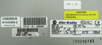 REFURBISHED ALLEN BRADLEY 2098-DSD-030 SERVO DRIVE SER.B ULTRA3000 VER 1.52