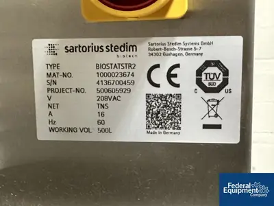 USED Sartorius Sartorius Stedim 500L Single-Use Bioreactor