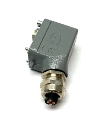 USED HARTING HAN B HOOD SIDE ENTRY LC 2 PEGS M25 W/ 09140060361 FRAME