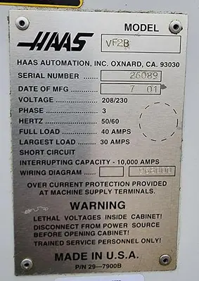 USED 2001 HAAS VF-2B